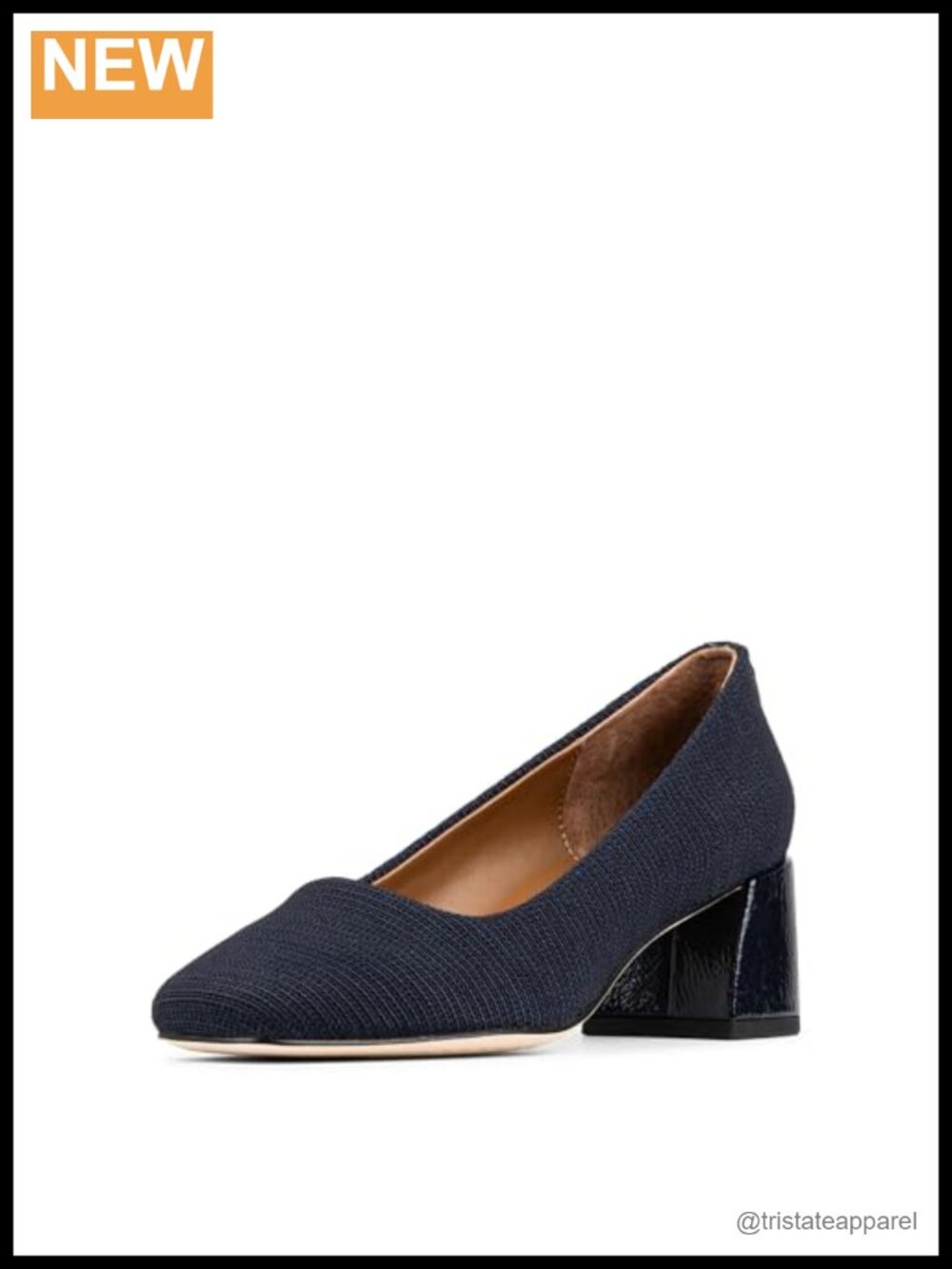 Textured Fabric Block Heel Pumps